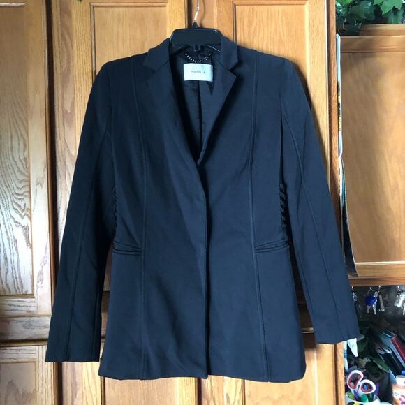 Marella Collared City Snap Side-Laced Crepe Blazer Jacket Size 6 - Picture 1 of 14